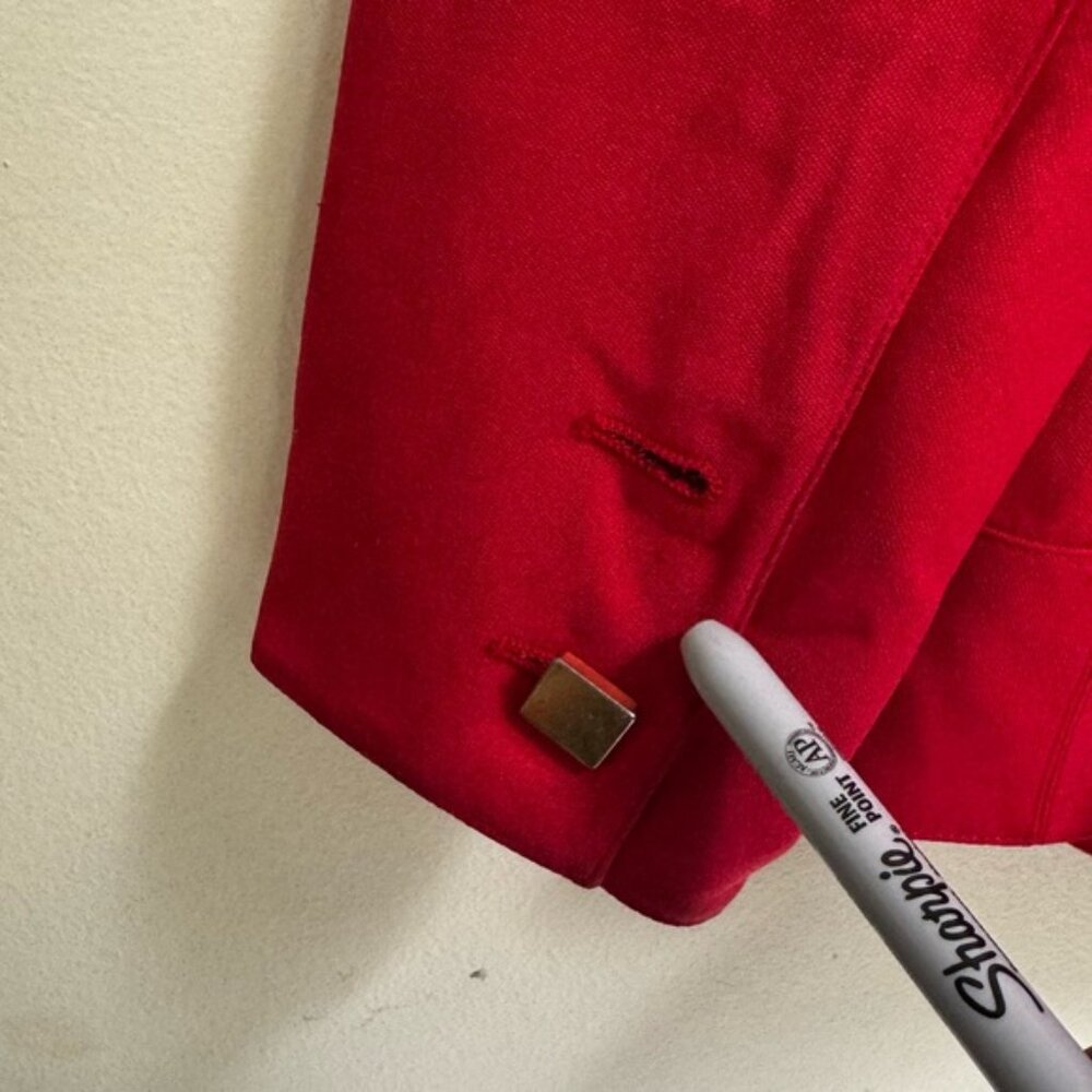CLAUDE MONTANA Vintage 80s Tailored Blazer Jacket Futuristic Top Rare Red Wool 8 - Picture 12 of 16